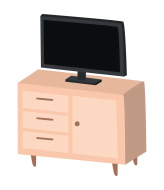 Mobilya vektör tasarımında izole siyah televizyon