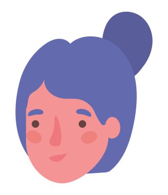 İzole edilmiş baş kadın çizgi film vektör tasarımı