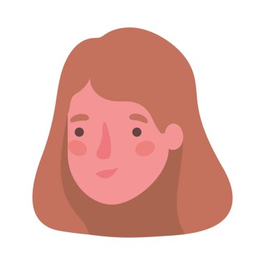 İzole edilmiş baş kadın çizgi film vektör tasarımı