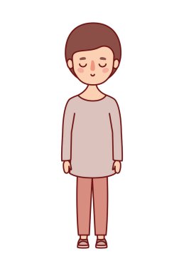 Kahverengi saç vektör tasarımlı izole çocuk çizgi filmi.