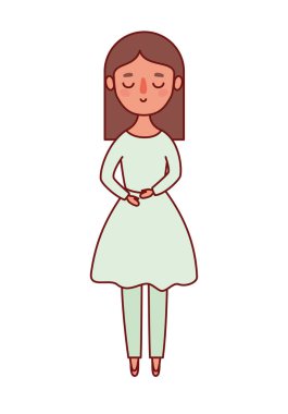 Kahverengi saç vektör tasarımlı Avatar kadın çizgi filmi