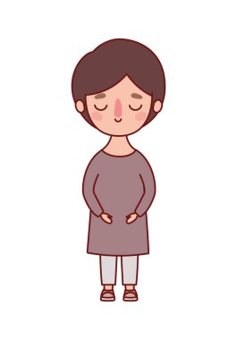 Kahverengi saç vektör tasarımlı izole çocuk çizgi filmi.