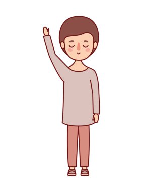 Kahverengi saç vektör tasarımlı izole çocuk çizgi filmi.