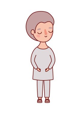 Kahverengi saç vektör tasarımlı izole çocuk çizgi filmi.