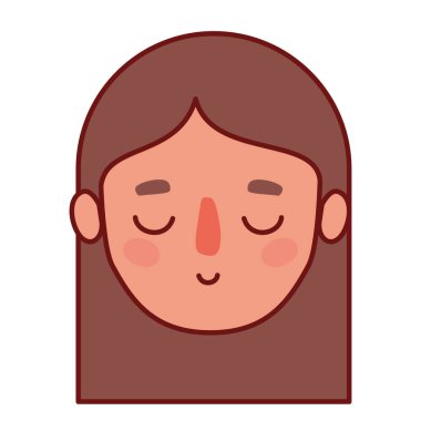 baş kadın çizgi film kahverengi saç vektör tasarımı