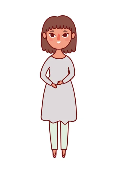 Avatar femme dessin animé avec design vectoriel cheveux bruns — Image vectorielle