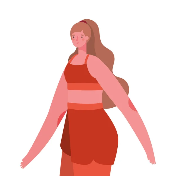 Avatar femme dessin animé avec design vectoriel de vêtements de sport — Image vectorielle