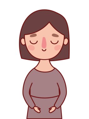 Kahverengi saç vektör tasarımlı Avatar kadın çizgi filmi