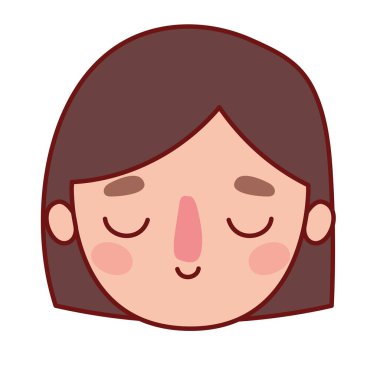 baş kadın çizgi film kahverengi saç vektör tasarımı