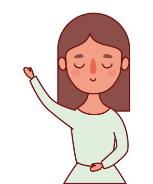 Kahverengi saç vektör tasarımlı Avatar kadın çizgi filmi