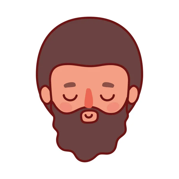 Dibujos animados cabeza hombre con la barba y el pelo marrón vector de diseño — Vector de stock