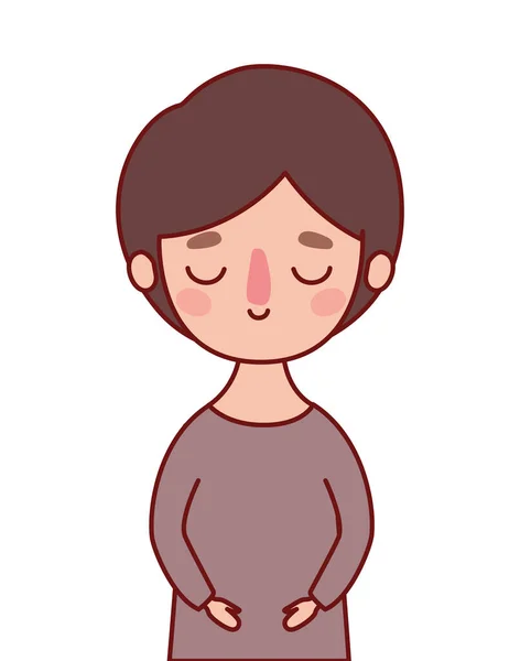 Isolated boy cartoon with brown hair vector design — 스톡 벡터