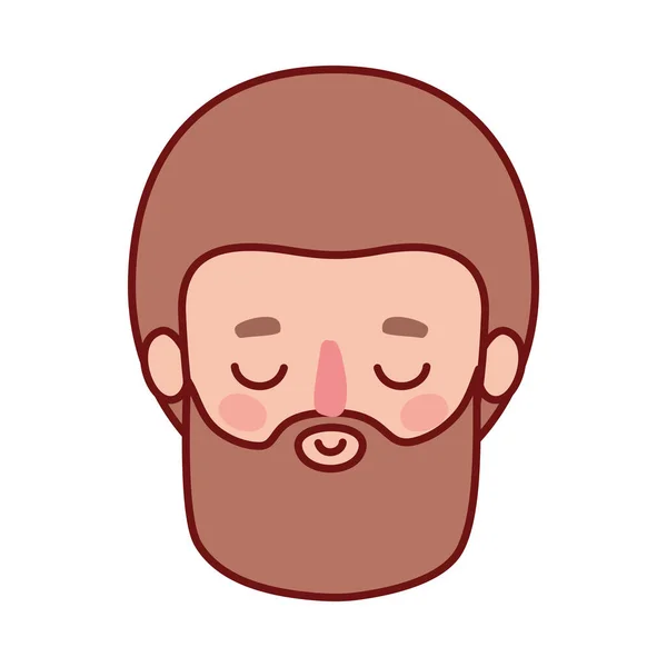 Dibujos animados cabeza hombre con la barba y el pelo marrón vector de diseño — Vector de stock