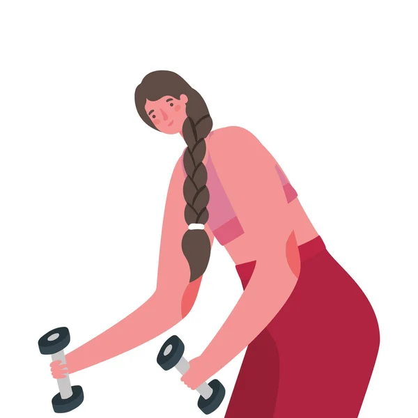 Cartoon für Frauen mit Sportbekleidung und Gewichtsvektordesign — Stockvektor
