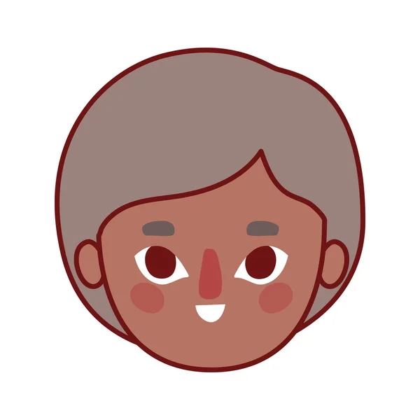 Isolated boy head cartoon with brown hair vector design