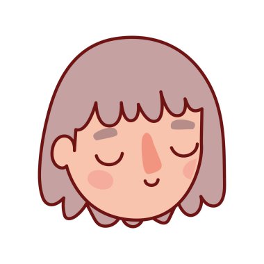 baş kadın çizgi film kahverengi saç vektör tasarımı