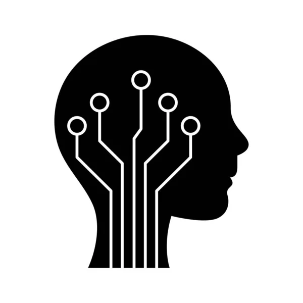 Circuit in menselijk hoofd silhouet stijl pictogram vector ontwerp — Stockvector