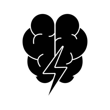 Gök gürültüsü siluet biçimi ikon vektör tasarımlı beyin