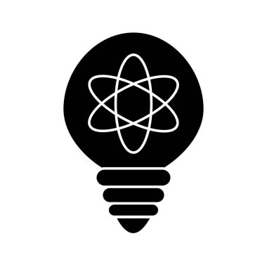 Atom siluet biçimi ikon vektör tasarımlı ampul