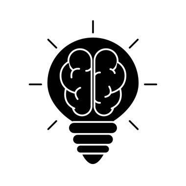 Beyin içinde ampul siluet biçim ikon vektör tasarımı