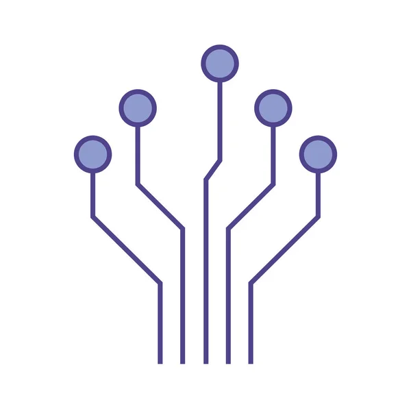 Ligne de circuit et conception vectorielle d'icône de style de remplissage — Image vectorielle
