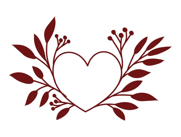 Heart with leaves vector design — Stock Vector