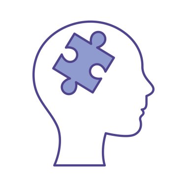 Bulmaca çizgisi olan ve biçim ikonu vektör tasarımına sahip insan kafası