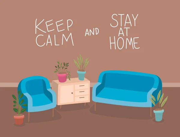 Chaises meubles et plantes à l'intérieur des pots design vectoriel — Image vectorielle