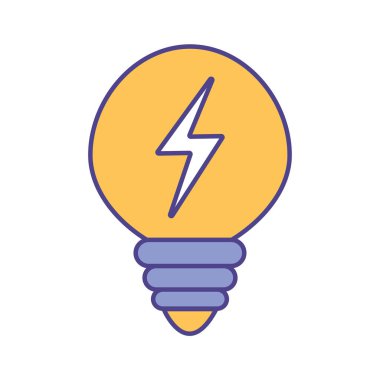 Şimşek çizgisi olan ampul ve biçim ikonu vektör tasarımı