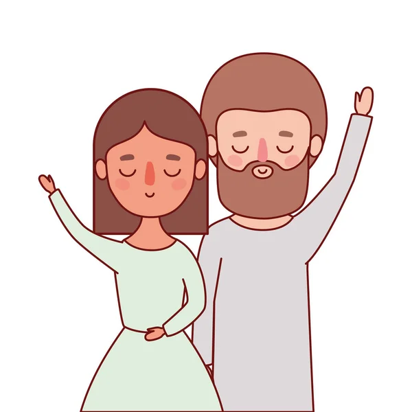 Ζευγάρι της γυναίκας και του άνδρα με καφέ μαλλιά διάνυσμα σχεδιασμό — Διανυσματικό Αρχείο