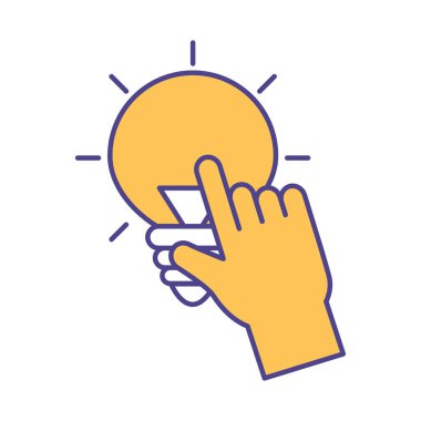 El ile ampul çizgisine dokunun ve biçim ikonu vektör tasarımını doldurun