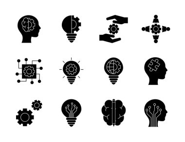 İnovasyon ve fikir siluet biçim ikonu vektör dizaynı