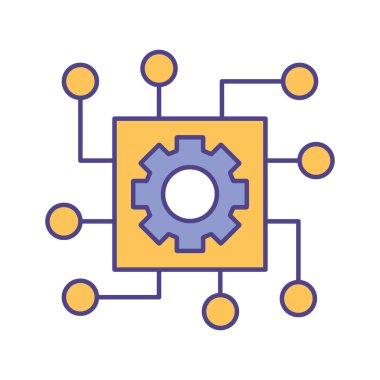 devre çizgisine sahip dişli ve biçim simgesi vektör tasarımını doldur