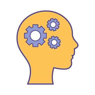 Vites çizgisine sahip insan kafası ve biçim ikonu vektör tasarımını doldur