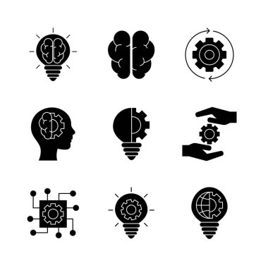 İnovasyon ve fikir siluet biçim ikonu vektör dizaynı