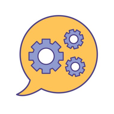 Kabarcık çizgisi içindeki dişliler ve biçim ikonu vektör tasarımını doldurur