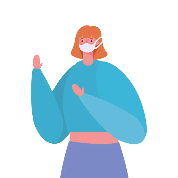 Femme avec masque médical conception vectorielle — Image vectorielle