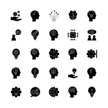 İnovasyon ve fikir siluet biçim ikonu vektör dizaynı