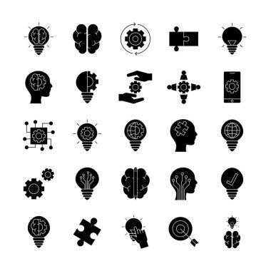 İnovasyon ve fikir siluet biçim ikonu vektör dizaynı