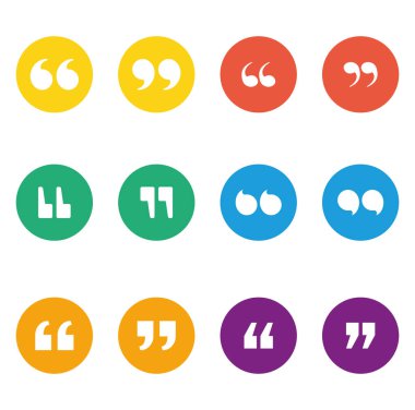 Çok renkli daire vektör tasarımı içerisindeki tırnak işaretleri dizisi