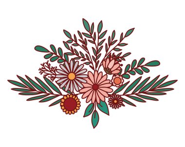 Yaprak vektör tasarımlı izole çiçekler