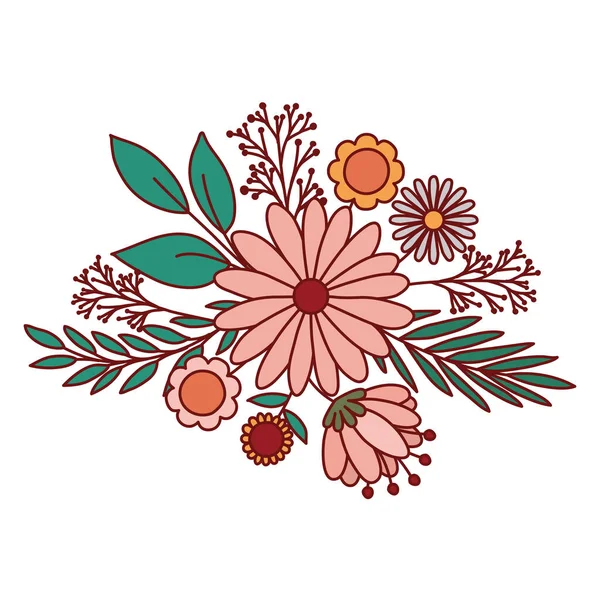 Ізольовані квіти з листям Векторний дизайн — стоковий вектор