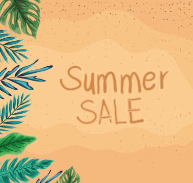 Yaz indirimli plaj ve üst görünüm vektör tasarımı