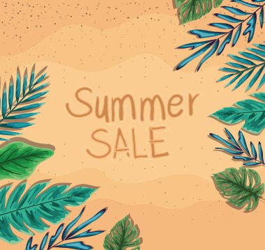 Yaz indirimli plaj ve üst görünüm vektör tasarımı
