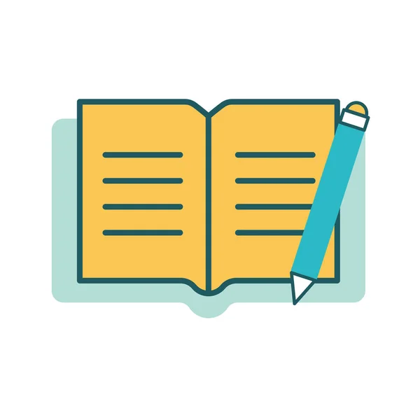 Libro di istruzione isolato con linea di matita e design vettoriale icona di stile di riempimento — Vettoriale Stock