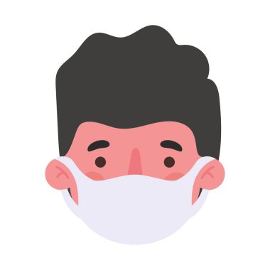 Tıbbi maske vektör tasarımlı bir adam kafası