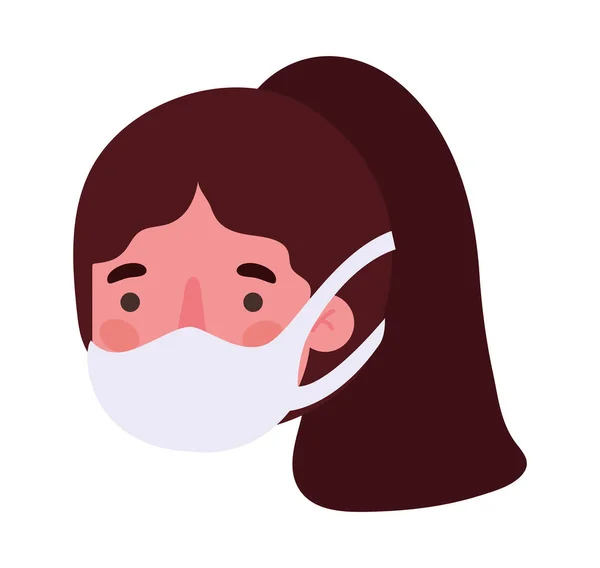 Vrouw hoofd met medisch masker vector ontwerp — Stockvector