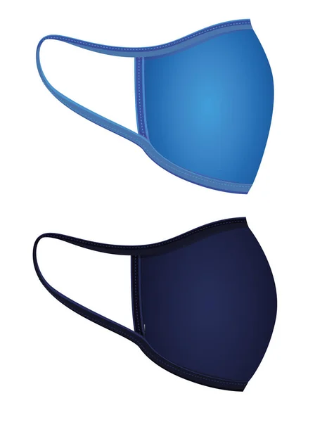 Conjunto isolado de máscaras médicas azuis design vetorial — Vetor de Stock