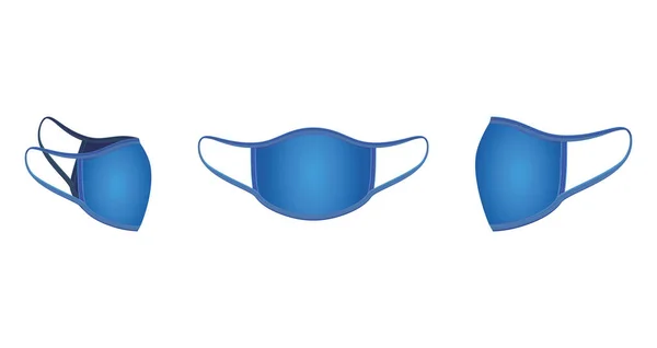 Conjunto aislado de máscaras médicas azules diseño vectorial — Archivo Imágenes Vectoriales
