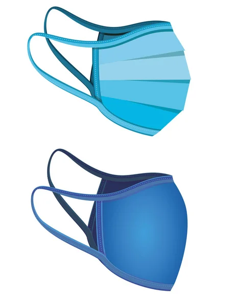 Conjunto aislado de máscaras médicas azules diseño vectorial — Vector de stock